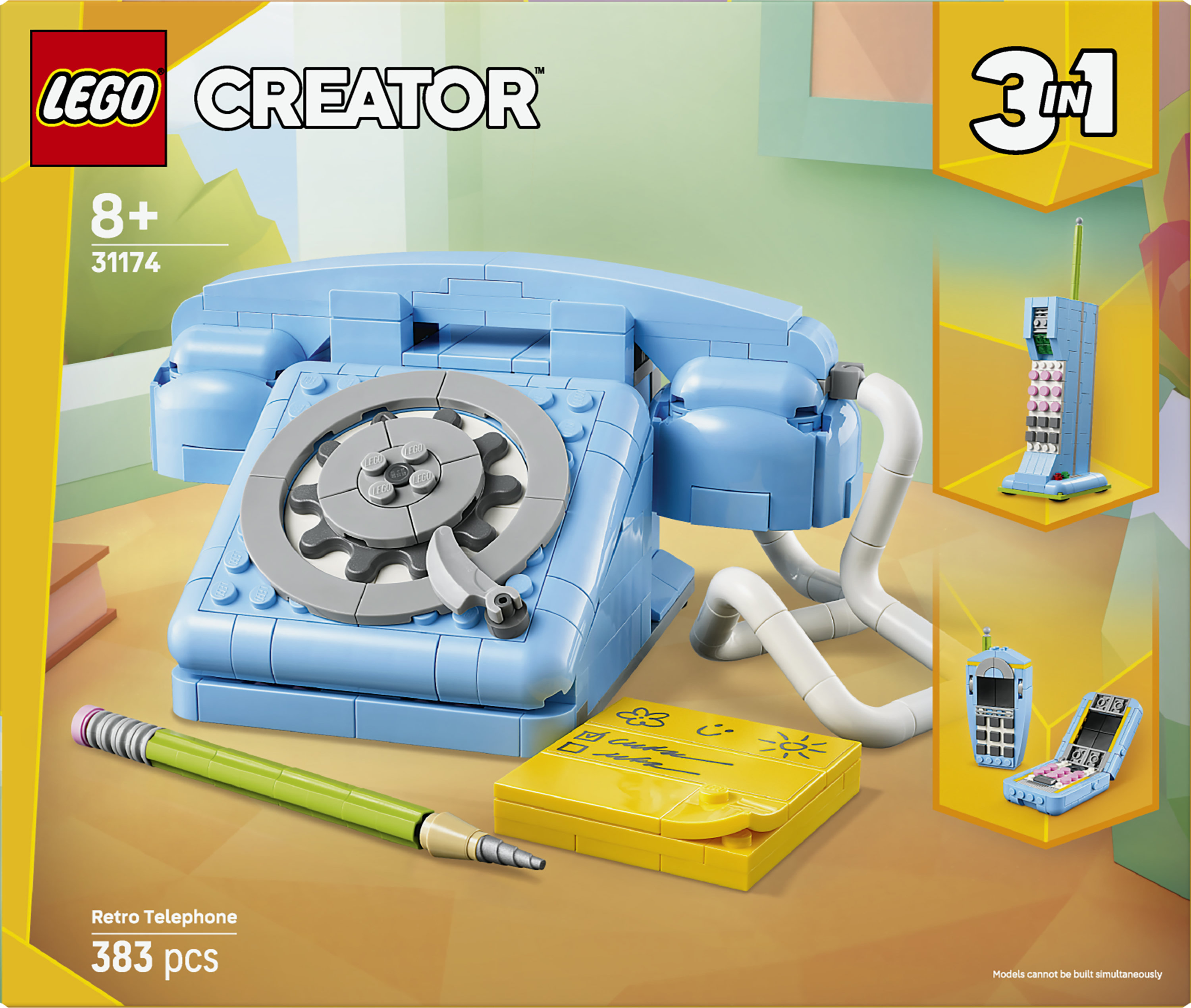 LEGO Creator 3in1 31174 Telefono Retr&ograve; con Disco di Selezione Rotante, Si Trasforma in altri 2 Modelli, Regalo per Bambini 8+