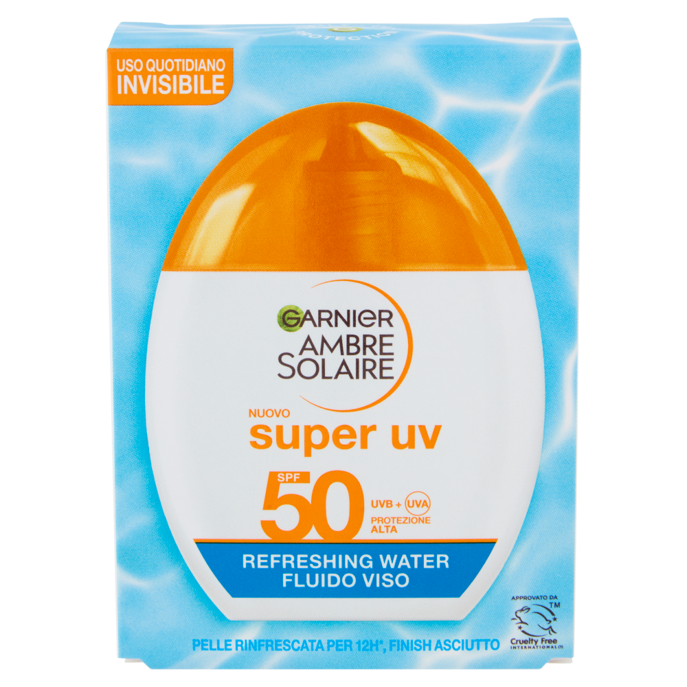 Garnier Ambre Solaire super uv SPF 50 Refreshing Water Fluido Viso Invisibile 40 ml