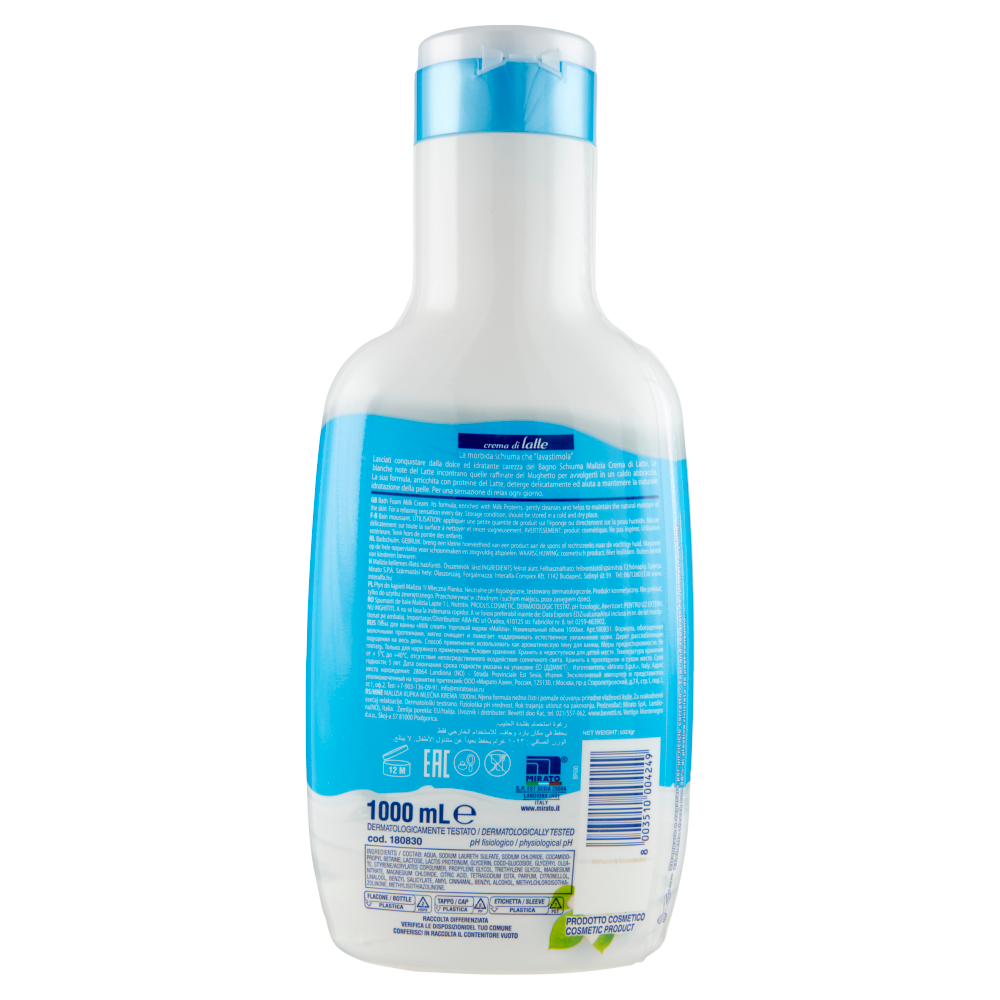 Malizia Bagno Schiuma crema di latte 1000 mL
