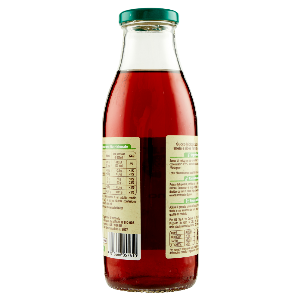 Carrefour Bio Succo di melograno mela e ribes nero da concentrato 500 ml
