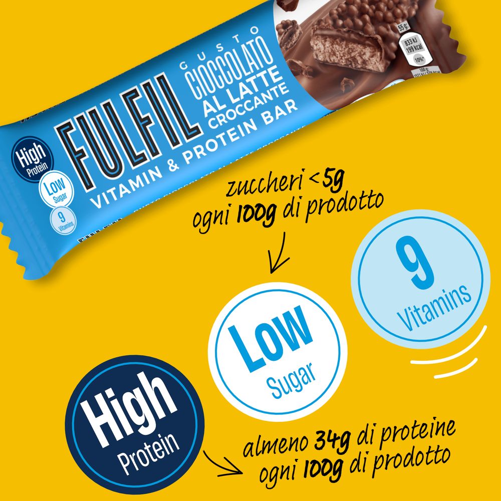 Fulfil Vitamin and Protein Bar Gusto Cioccolato al Latte Croccante 55 g