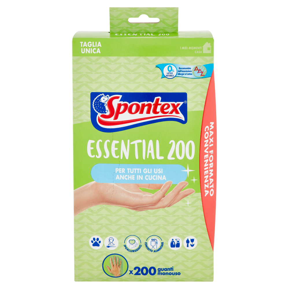 Spontex Guanti Usa&Getta Essential x200 Tg Unica