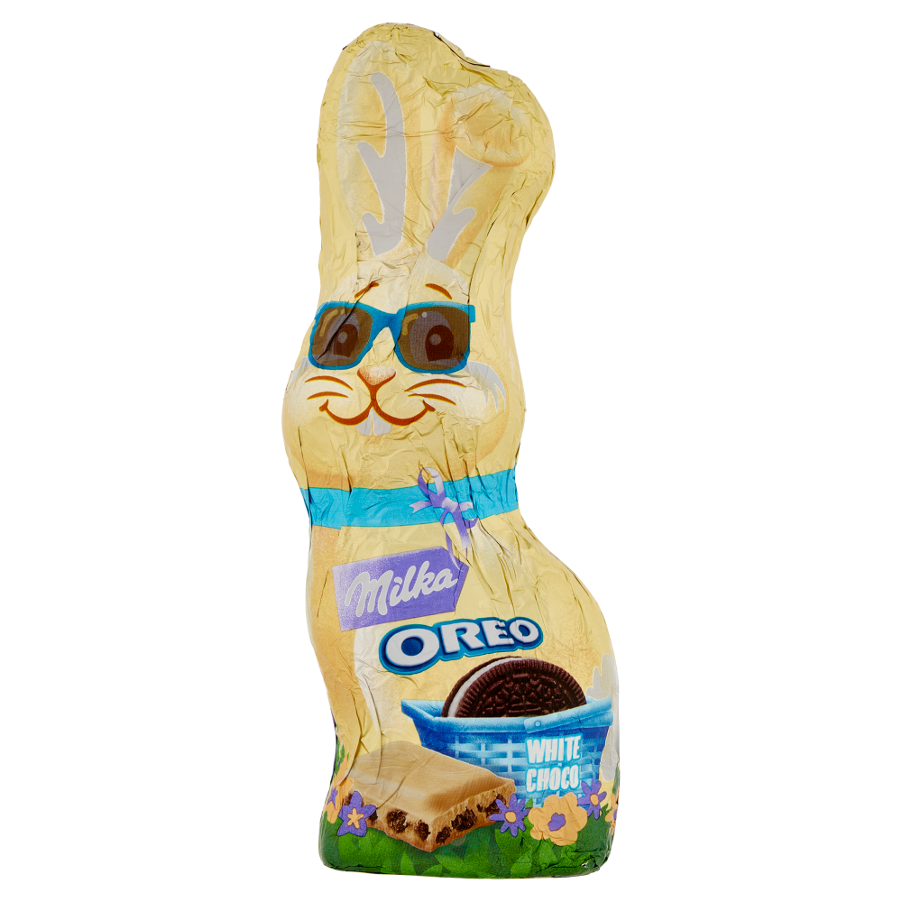 Milka Bunny Oreo Bianco, Coniglietto cioccolato bianco e biscotti Oreo 100g