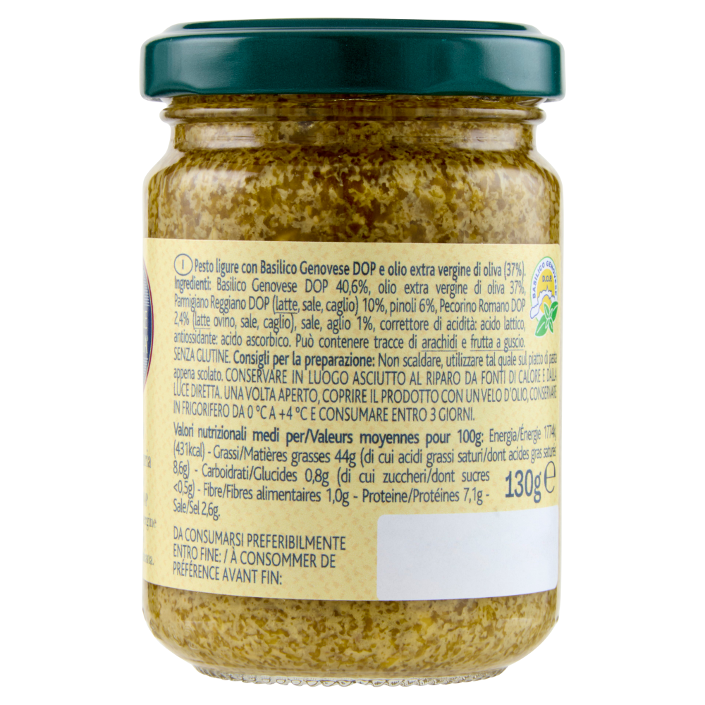 Terre d'Italia Pesto della Liguria con Basilico Genovese DOP e olio extra vergine di oliva 130 g