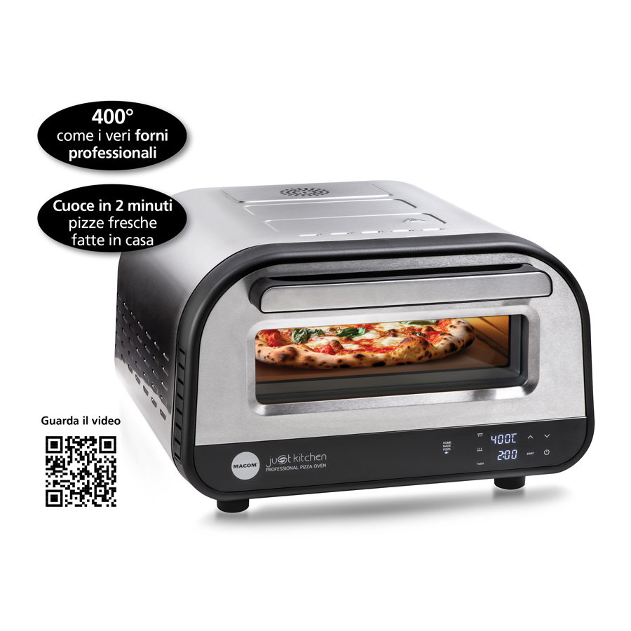 Macom 884 macchina e forno per pizza 1 pizza(e) 1700 W Nero, Acciaio inox