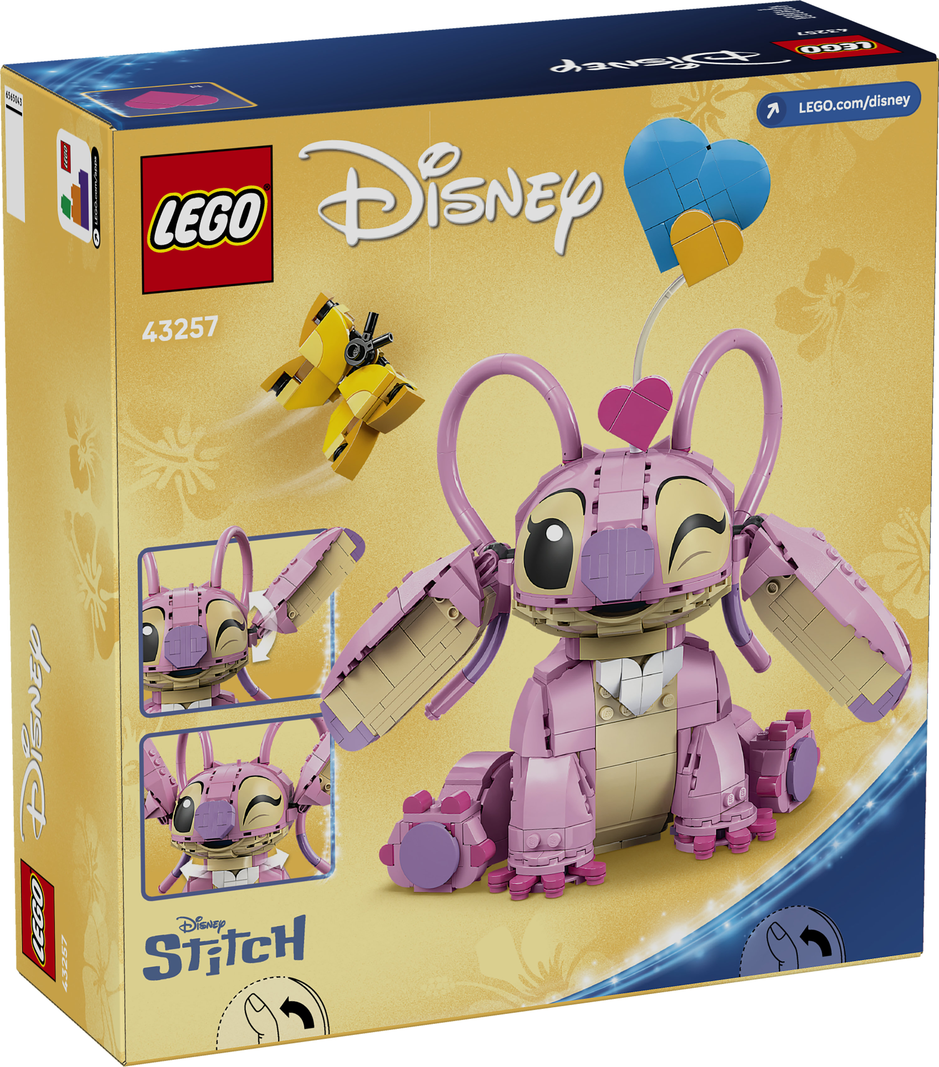 LEGO Disney | 43257 Angel - Lilo & Stitch, Personaggio Giocattolo con 3 Palloncini a Cuore e Farfalla, Idea Regalo 9+ Anni