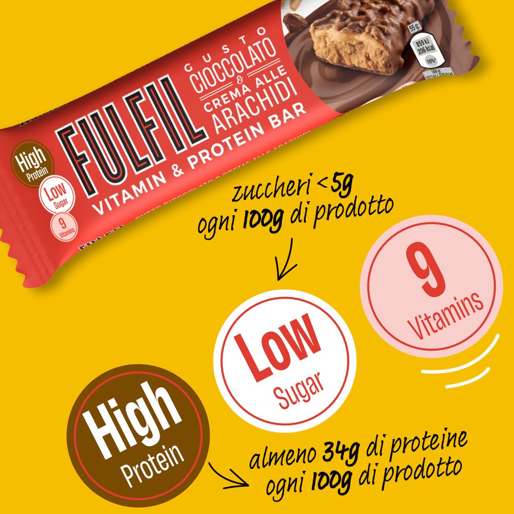Fulfil Vitamin and Protein Bar Gusto Cioccolato e Crema alle Arachidi 55 g