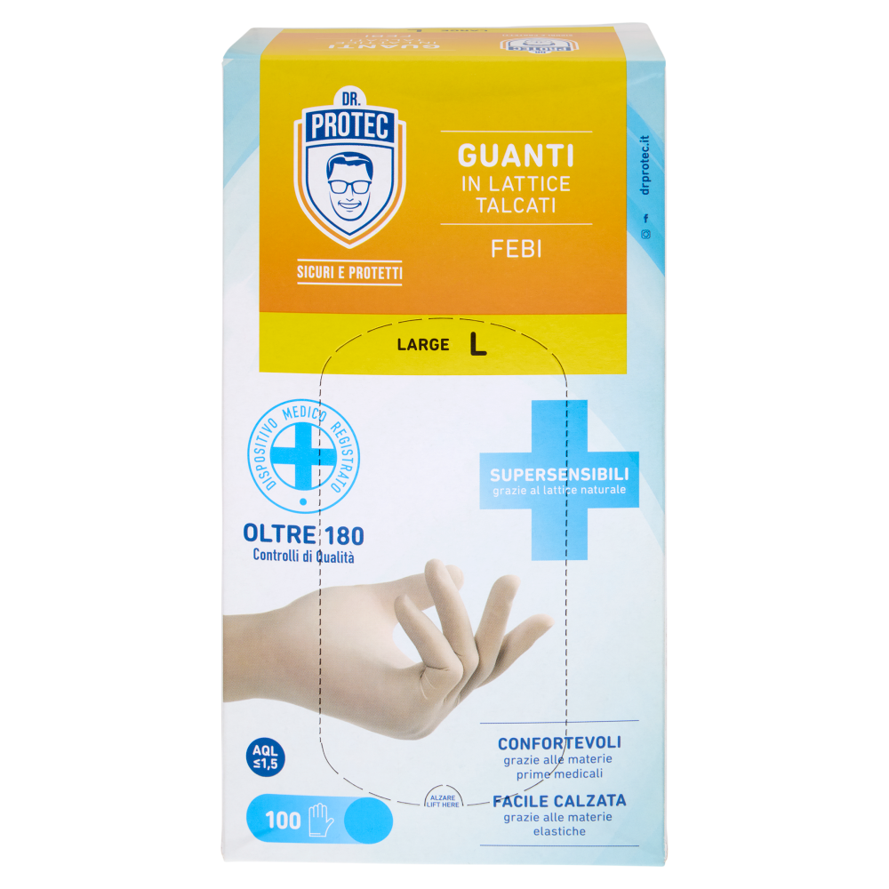 Dr. Protec Guanti in Lattice Talcati Febi Large L 100 pz