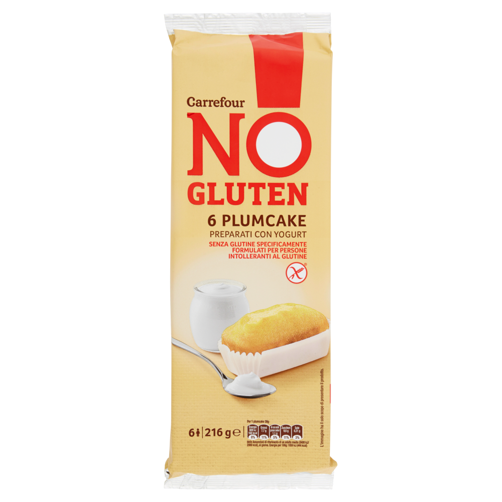 Carrefour No Gluten 6 Plumcake Preparati con Yogurt 6 x 36 g