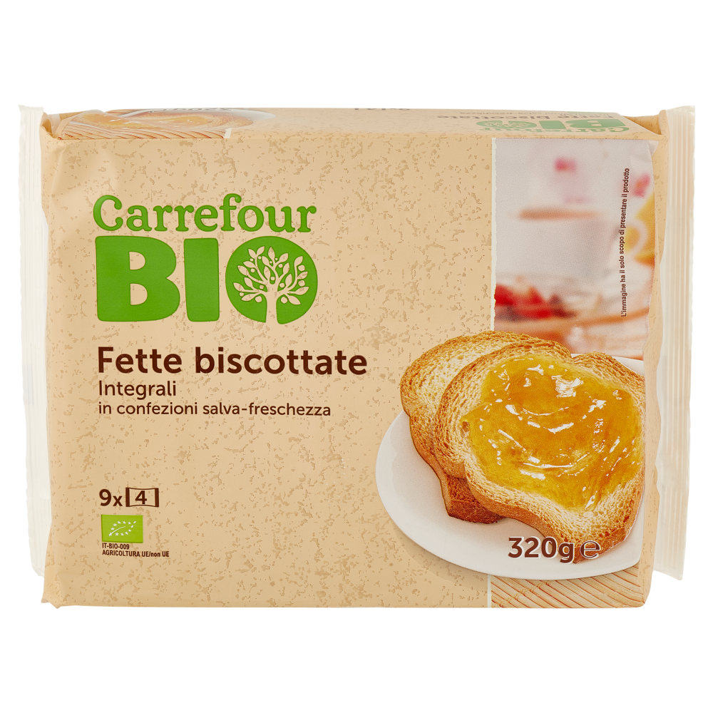 Carrefour Bio Fette Biscottate Integrali 9 Monoporzioni 320 g