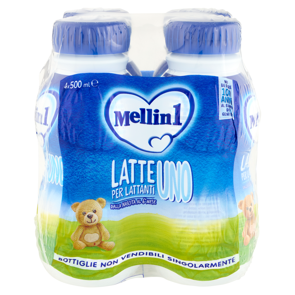 MELLIN 1 - Latte di Partenza Liquido per Lattanti dalla nascita al 6° mese compiuto, 4x500ml