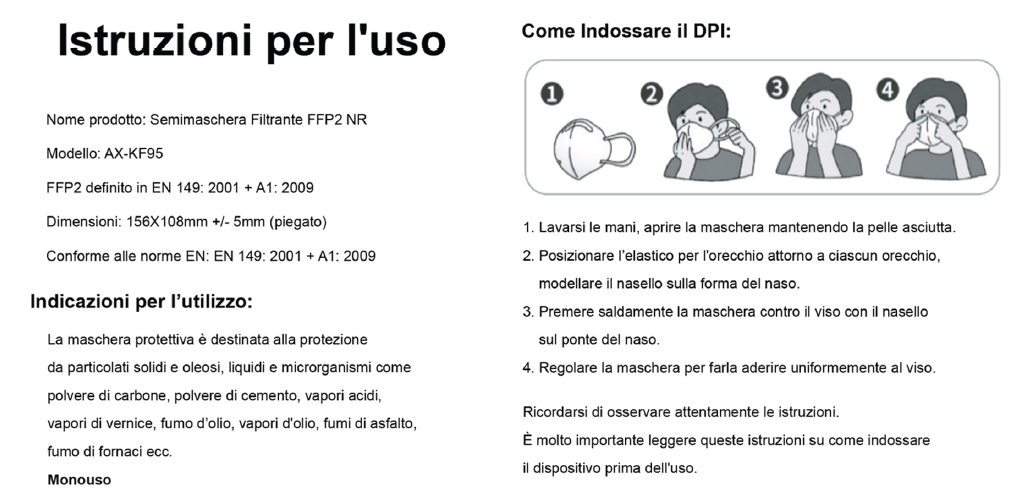 5 mascherine FFP2/KN95
