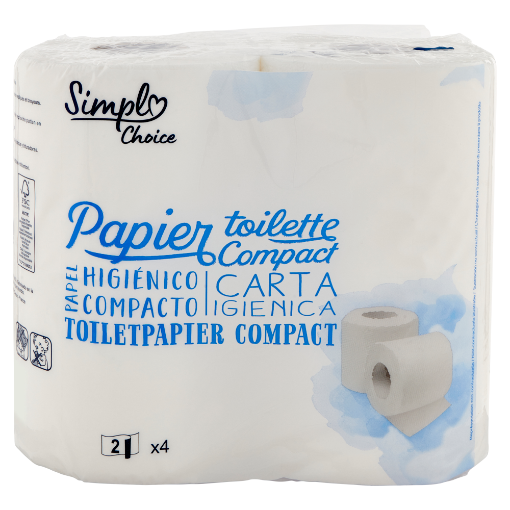 Simpl Choice Papier toilette Compact Carta Igienica 2 Veli 4 pz