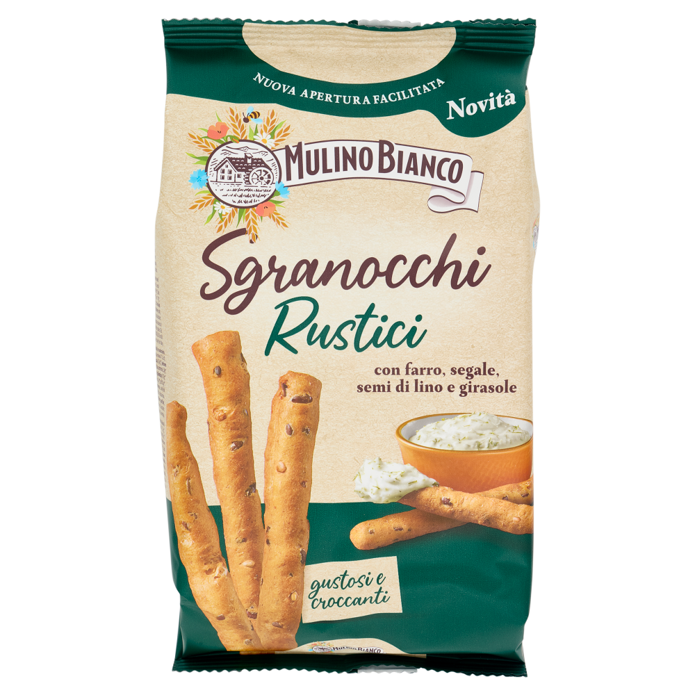 Mulino Bianco Sgranocchi Rustici Grissini con Farro, Segale, Semi di Lino e Girasole 200g