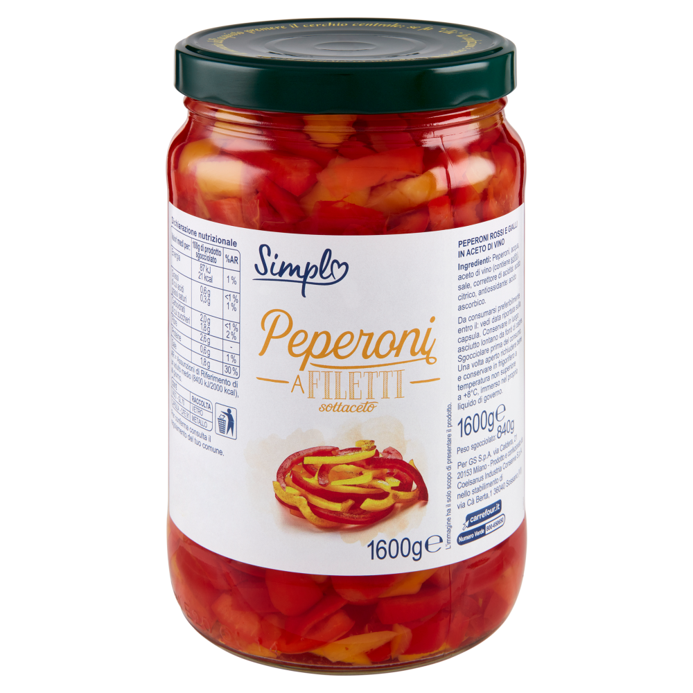 Simpl Peperoni a Filetti sottaceto 1600 g