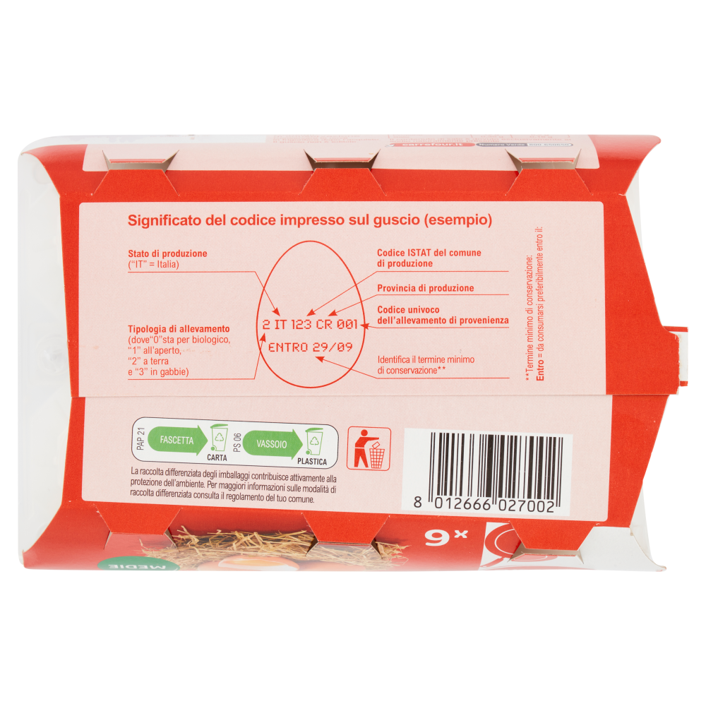 Carrefour Classic Uova Fresche da Galline Allevate a Terra Categoria A Medie x6