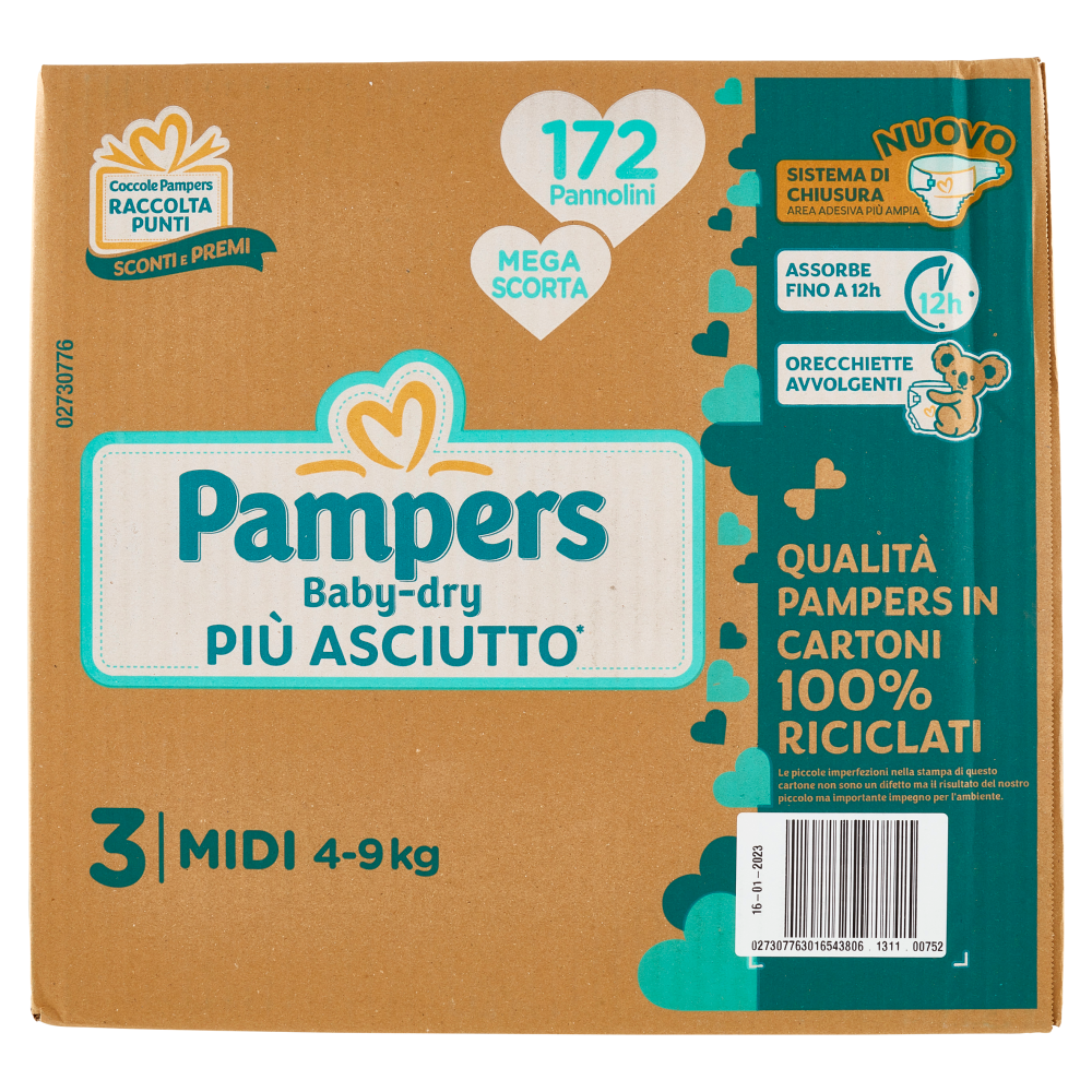 Pampers Baby-dry Midi 172 pz