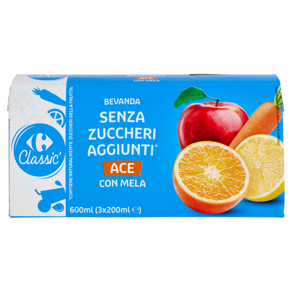 Carrefour Classic Bevanda Senza Zuccheri Aggiunti* ACE con Mela 3 x 200 ml