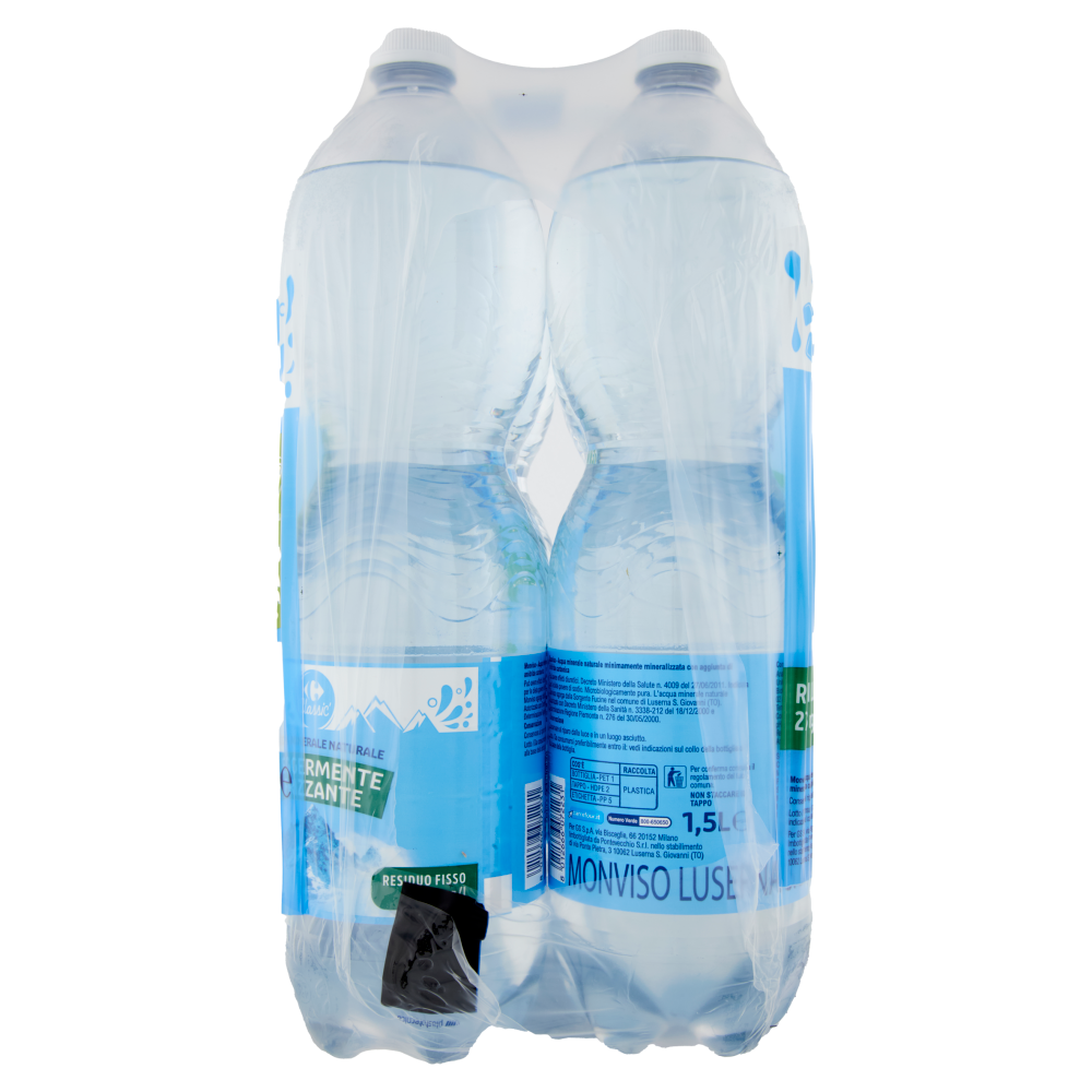 Carrefour Classic Leggermente Frizzante Acqua Minerale Naturale Monviso 6 x 1,5 L