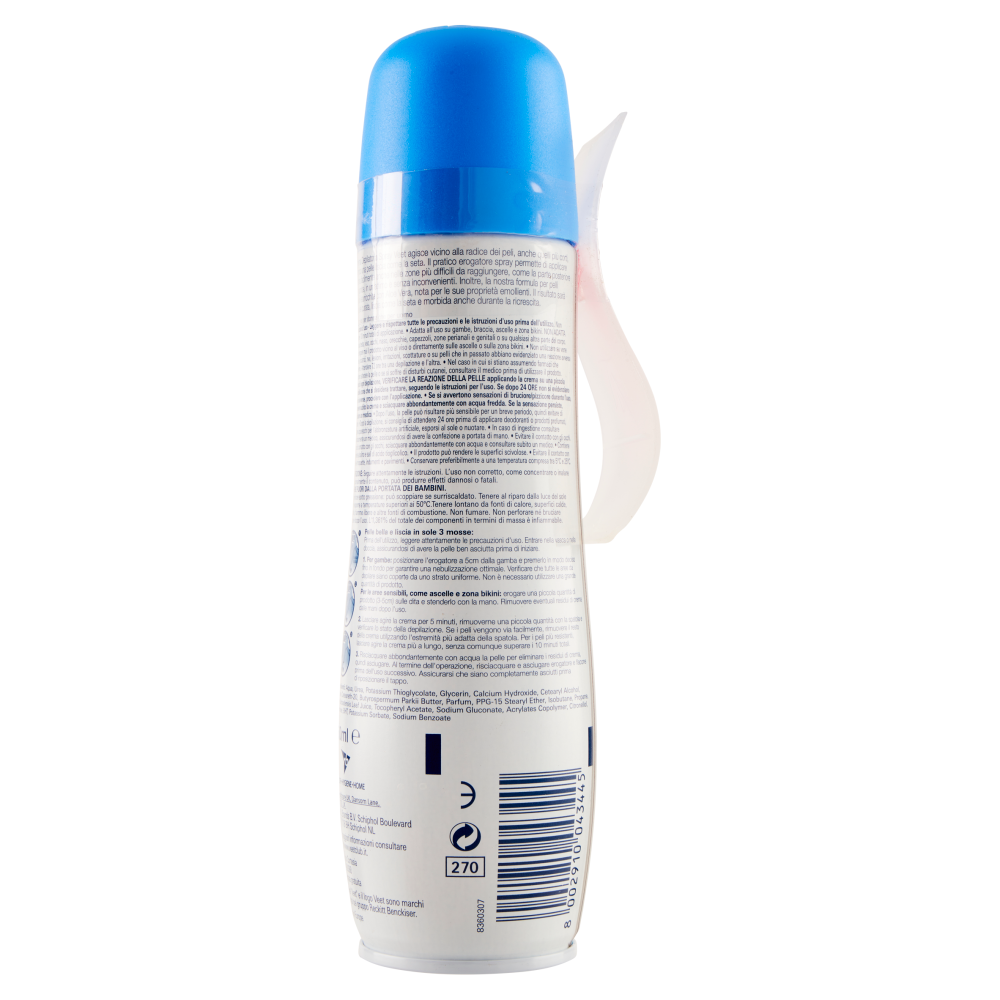 Veet Crema Depilatoria Pelli Sensibili in Spray, Per Corpo Gambe, Ascelle e Zona Bikini, 150 ml