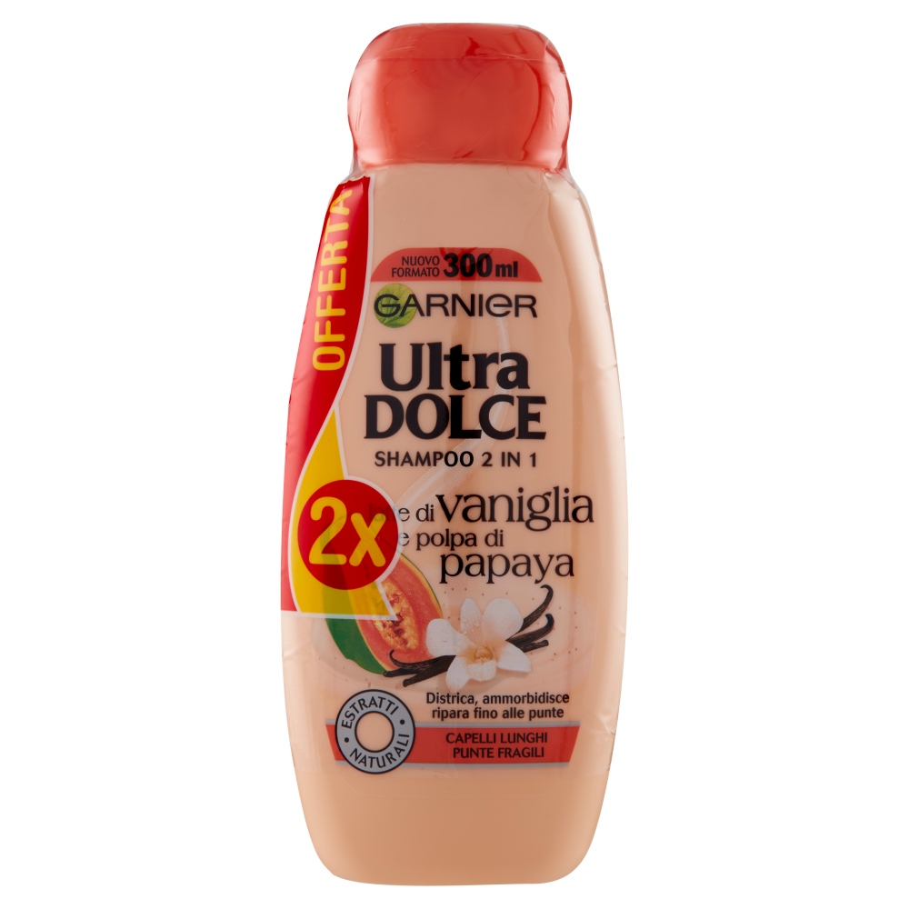 Garnier Shampoo Ultra Dolce Vaniglia e Polpa di Papaya, Shampoo per