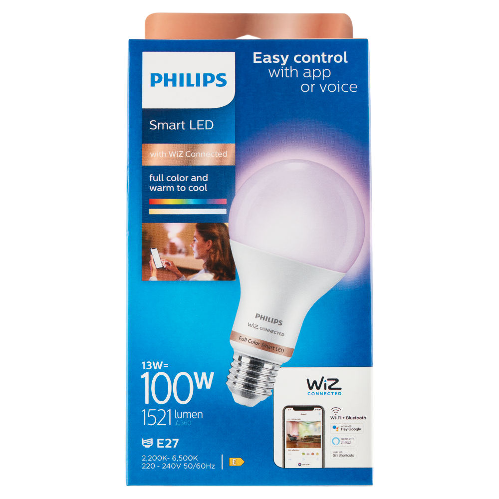 Philips Smart COLOR Goccia Smerigliata 100W E27