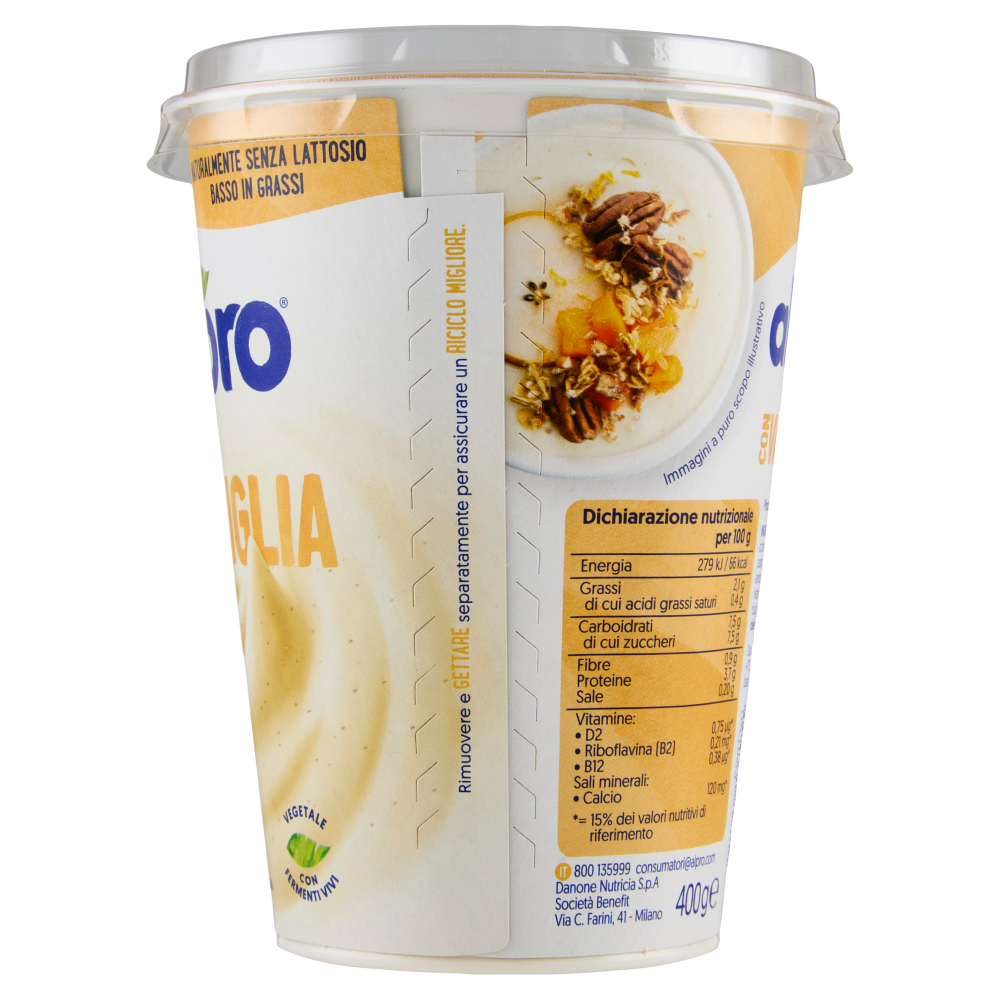ALPRO Alternativa Vegetale allo Yogurt, Vaniglia, a base di Soia, basso in Grassi, No Lattosio, 400g