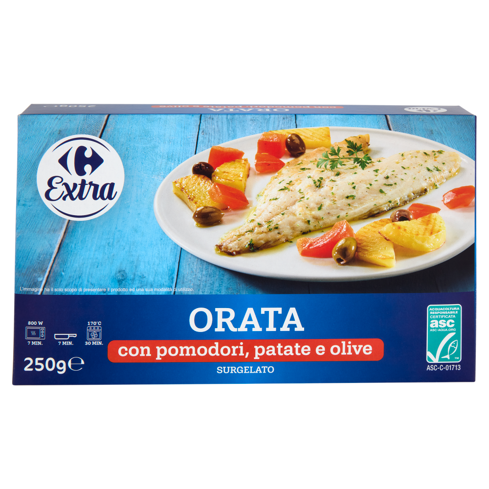 Carrefour Extra Orata con pomodori, patate e olive Surgelato 250 g