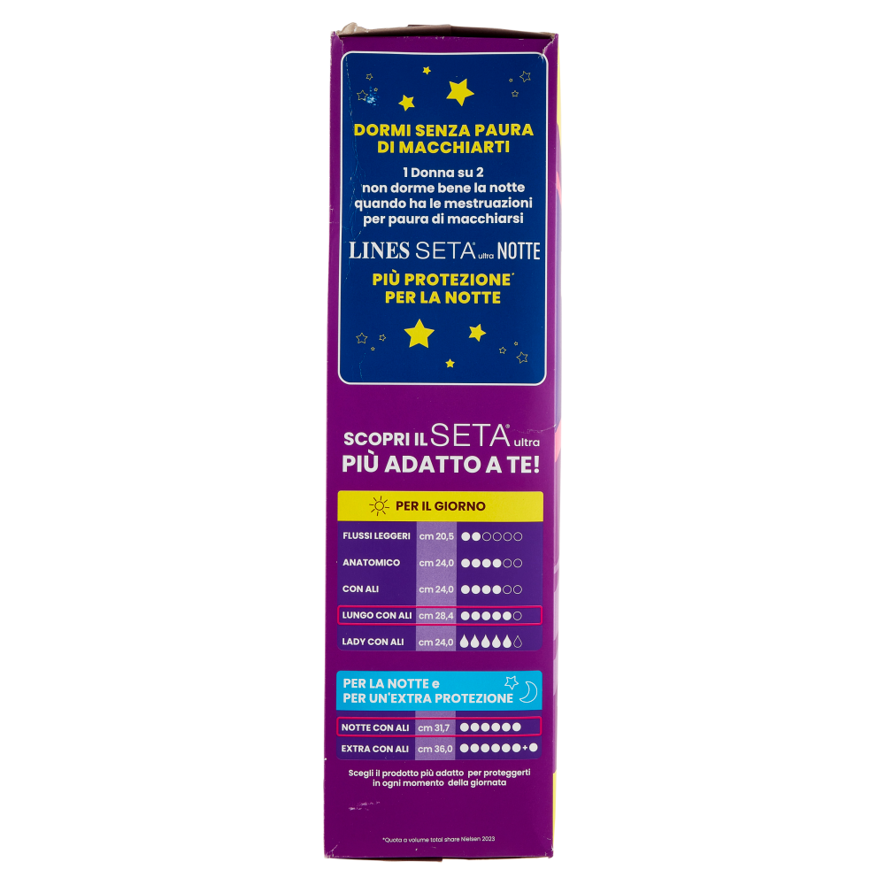 Lines Seta ultra Assorbenti lunghi con ali 66 pz + Assorbenti notte con ali 20 pz