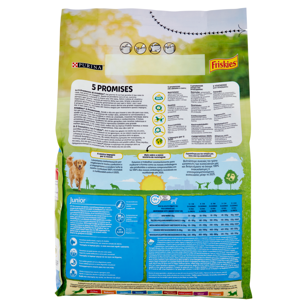 PURINA FRISKIES Cane Junior Con Pollo e Verdure e con Latte 3 Kg