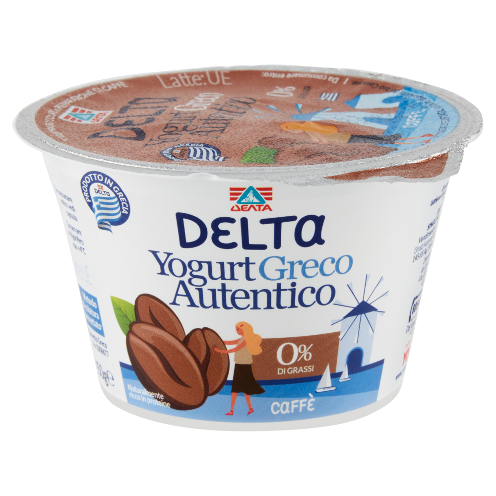 Delta Yogurt Greco Autentico 0% di Grassi Caffè 150 g