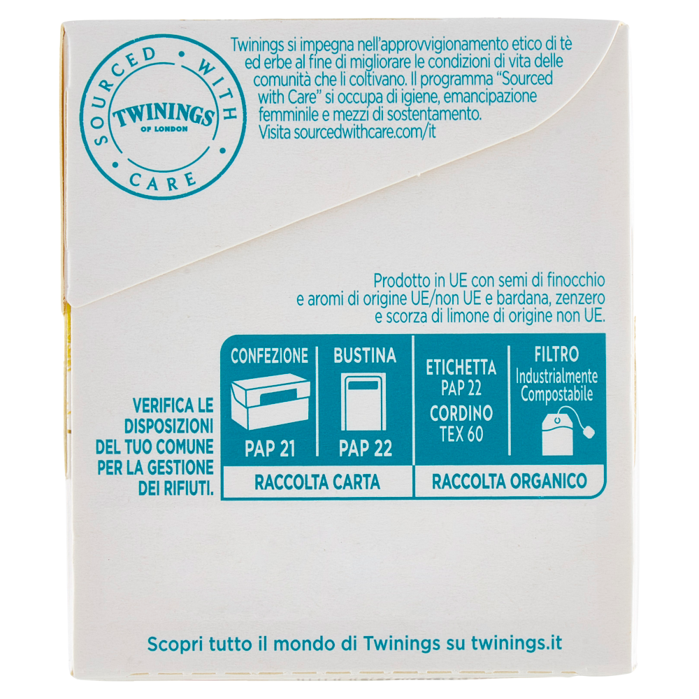 Twinings Benessere Antiossidante Tisana aromatizzata Limone con Finocchio e Zenzero 18 filtri 36 g