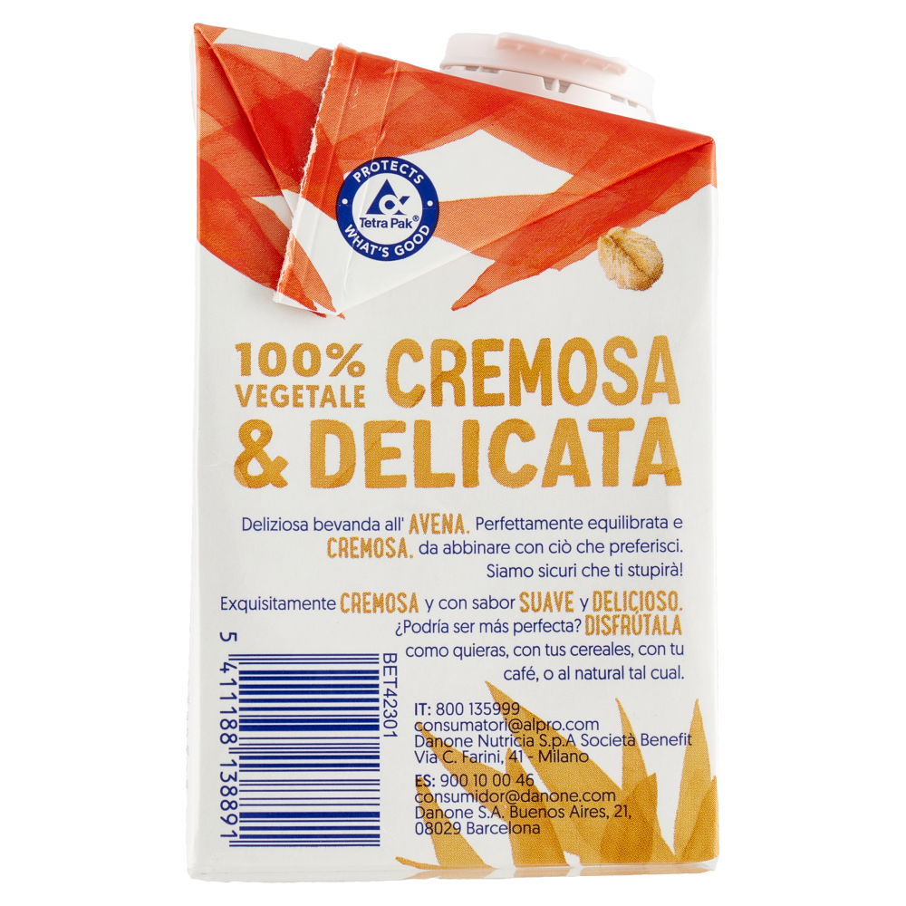 Alpro Senza Zuccheri Avena, Bevanda 100% Vegetale, Basso Contenuto di grassi, Senza Lattosio, 500ml