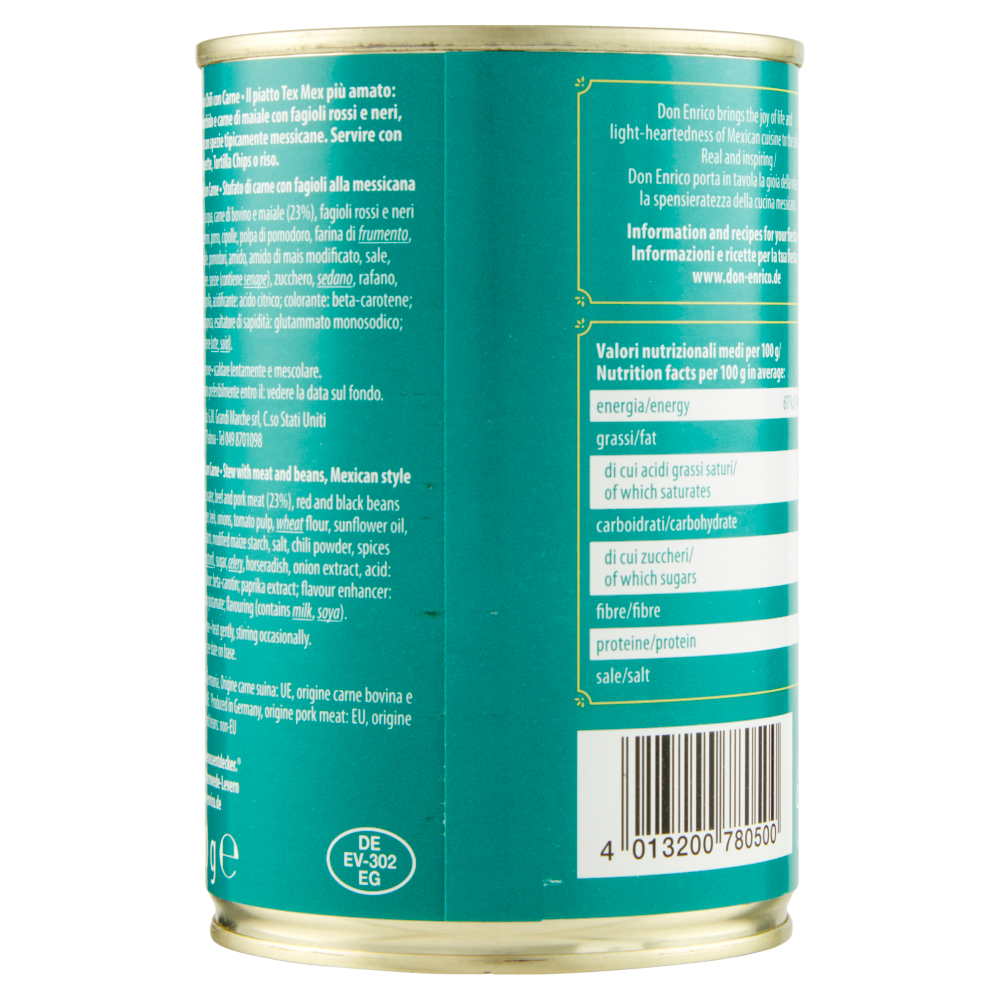 Don Enrico México Chili con Carne con fagioli alla messicana 400 g