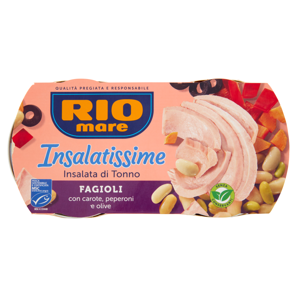 Rio mare Insalatissime Insalata di Tonno Fagioli con carote, peperoni e olive 2 x 160 g