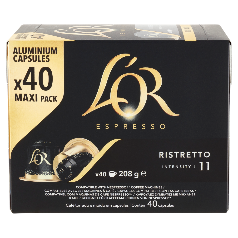 L'Or Espresso Ristretto 11- 40 Capsule Caff&egrave; Compatibili con Macchine Nespresso*&reg; Original 208g