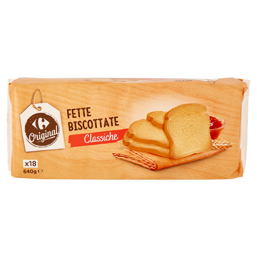 Carrefour Original Fette Biscottate Classiche 18 Monoporzioni 640 g