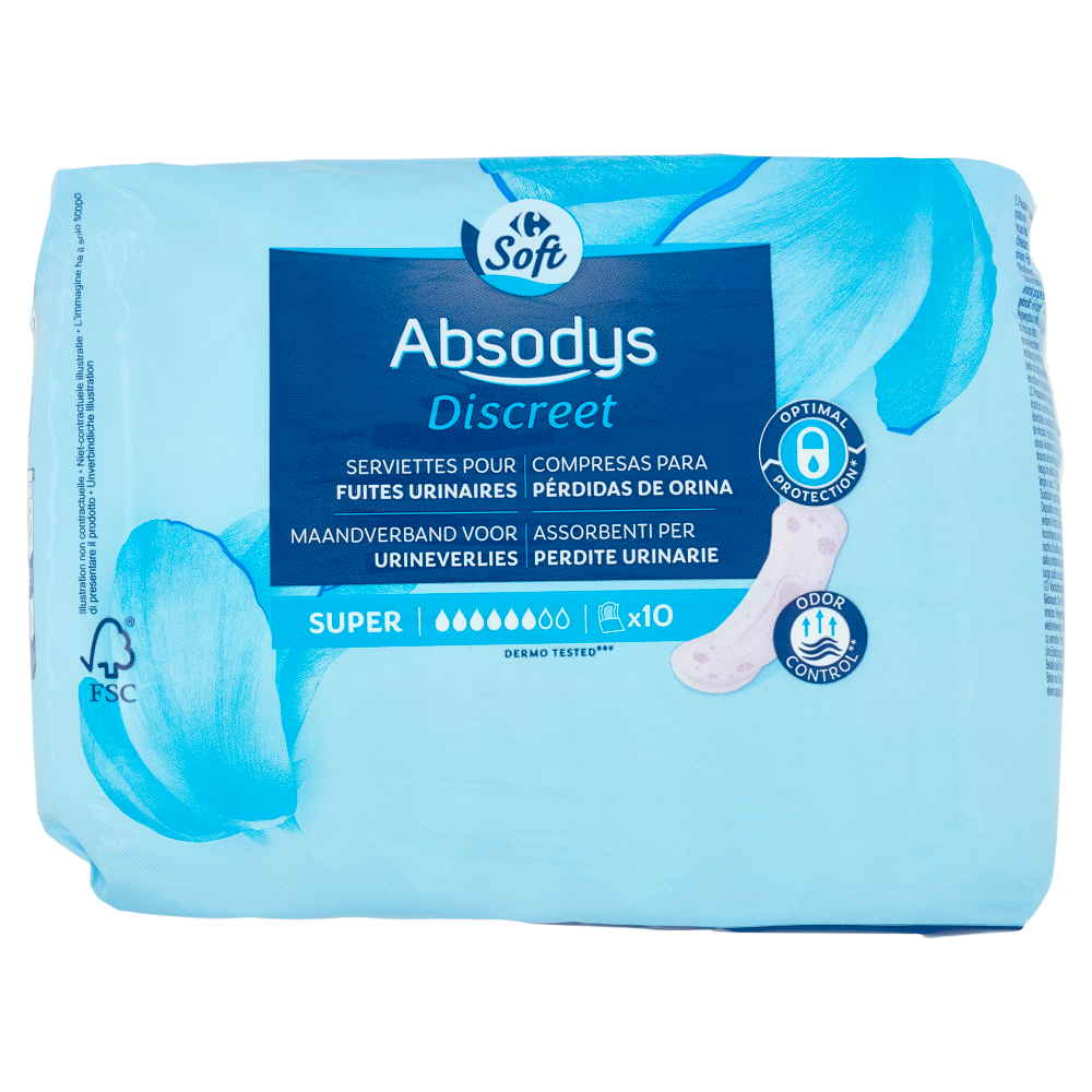 Carrefour Soft Absodys Discreet Assorbenti per Perdite Urinarie Super 10 pz