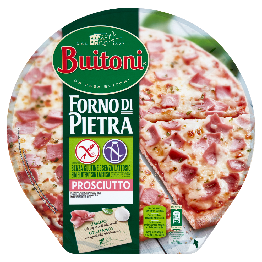 BUITONI Forno di Pietra Prosciutto Senza Glutine e senza lattosio Pizza  surgelata (1pizza) 365g | Carrefour