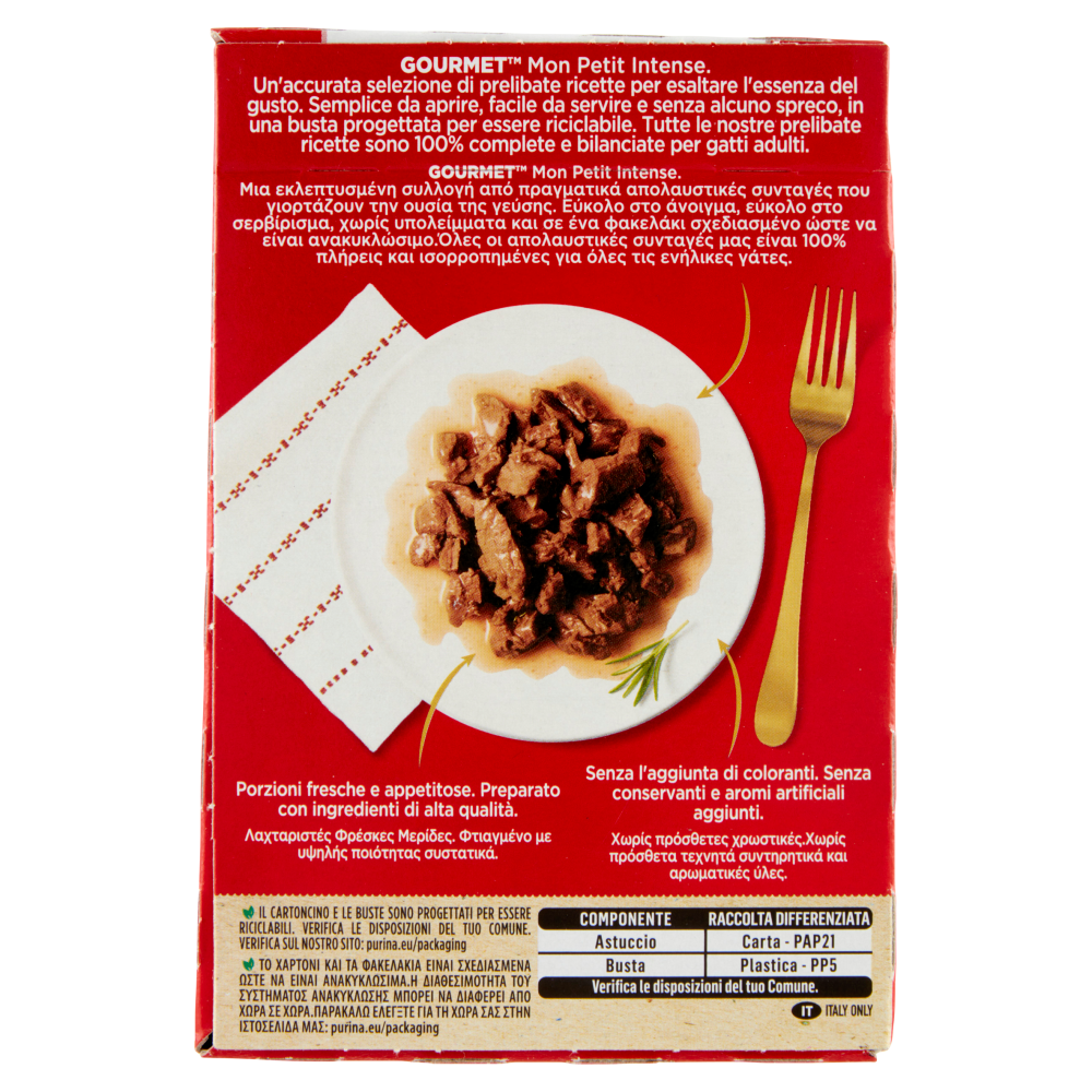PURINA GOURMET Mon Petit Filettini Intense cotti in Salsa (Manzo / Agnello / Vitello) 6x50g