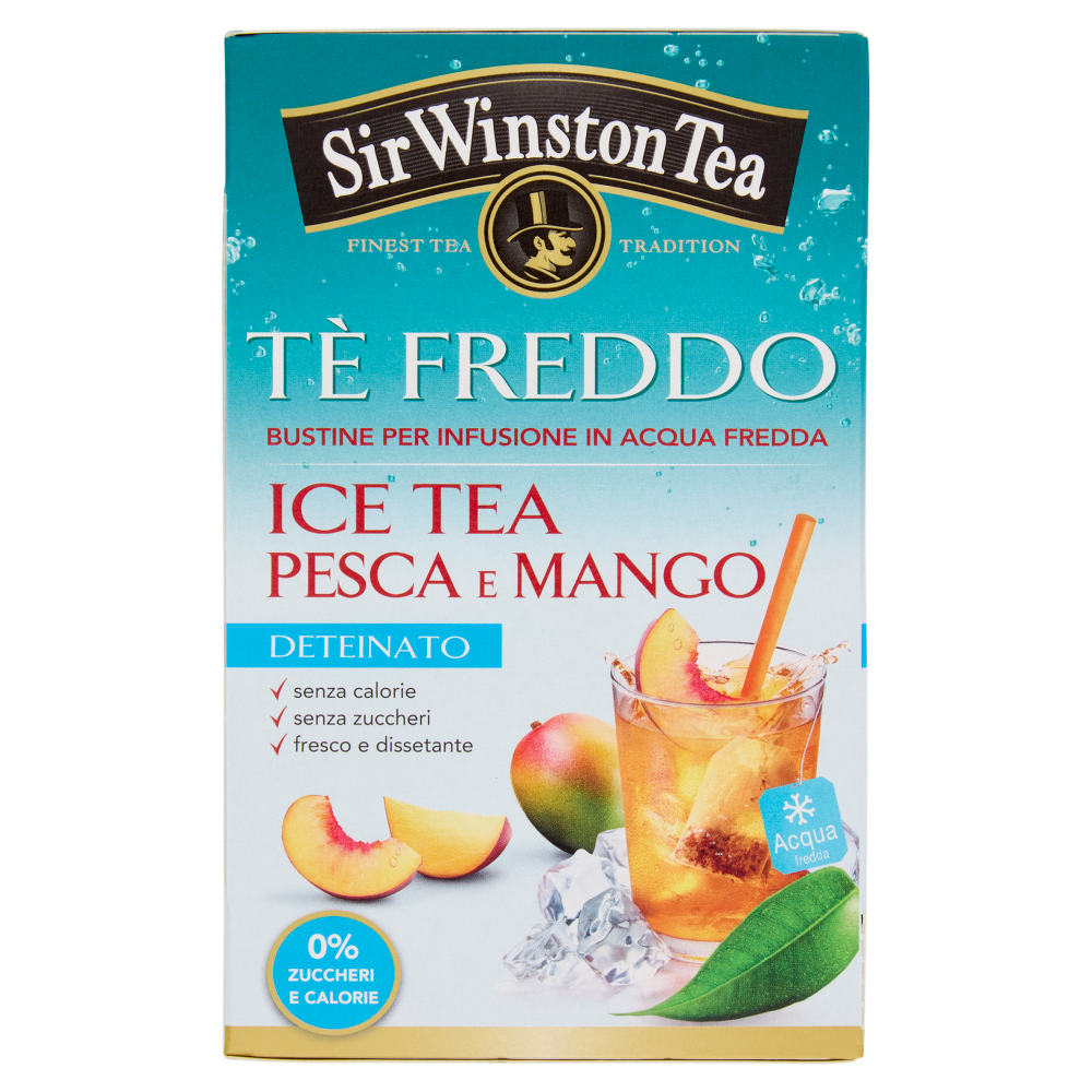 Sir Winston Tea Tè Freddo Ice Tea Pesca e Mango Deteinato 18 x 2,5 g