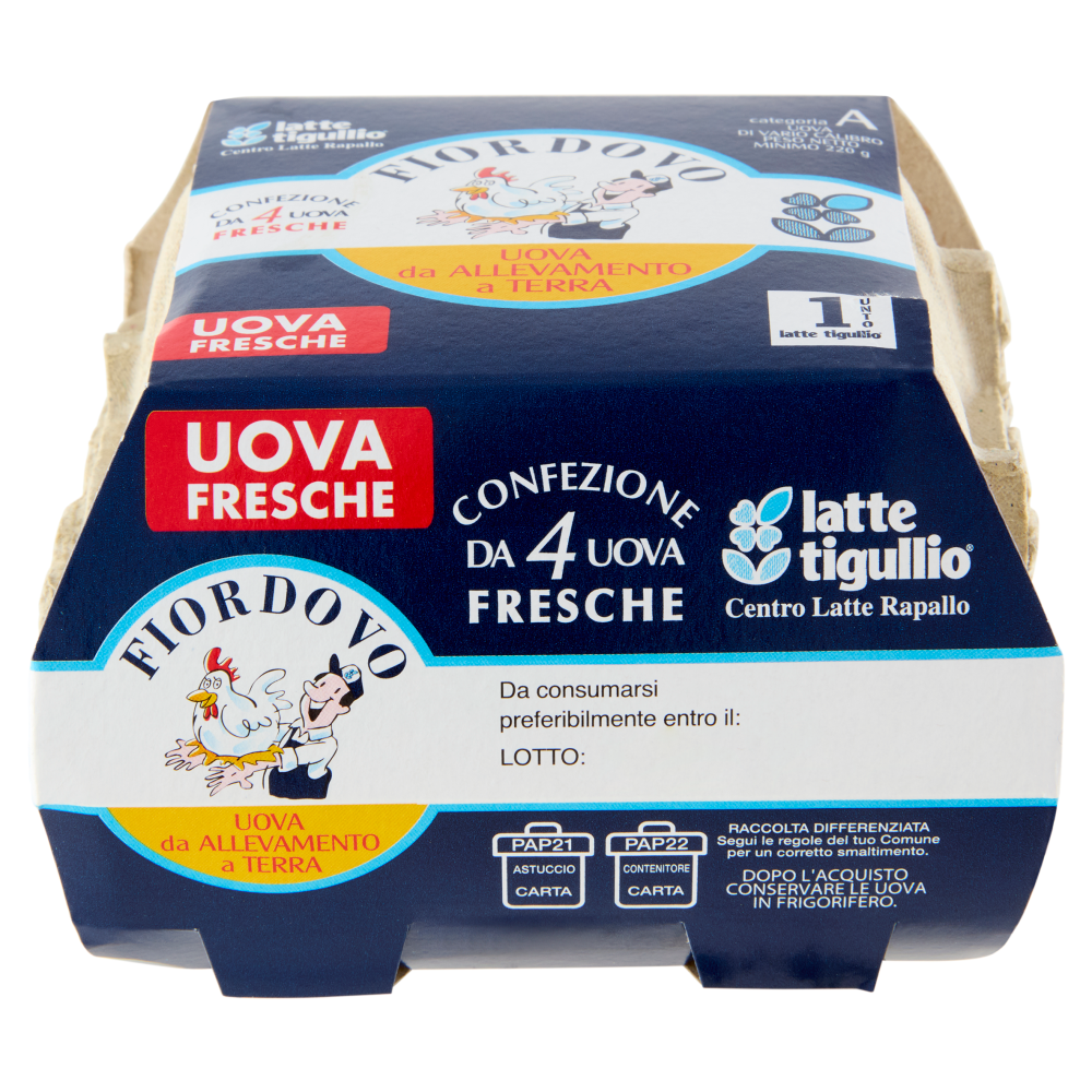 latte tigullio Fiordovo 4 Uova Fresche da Allevamento a Terra