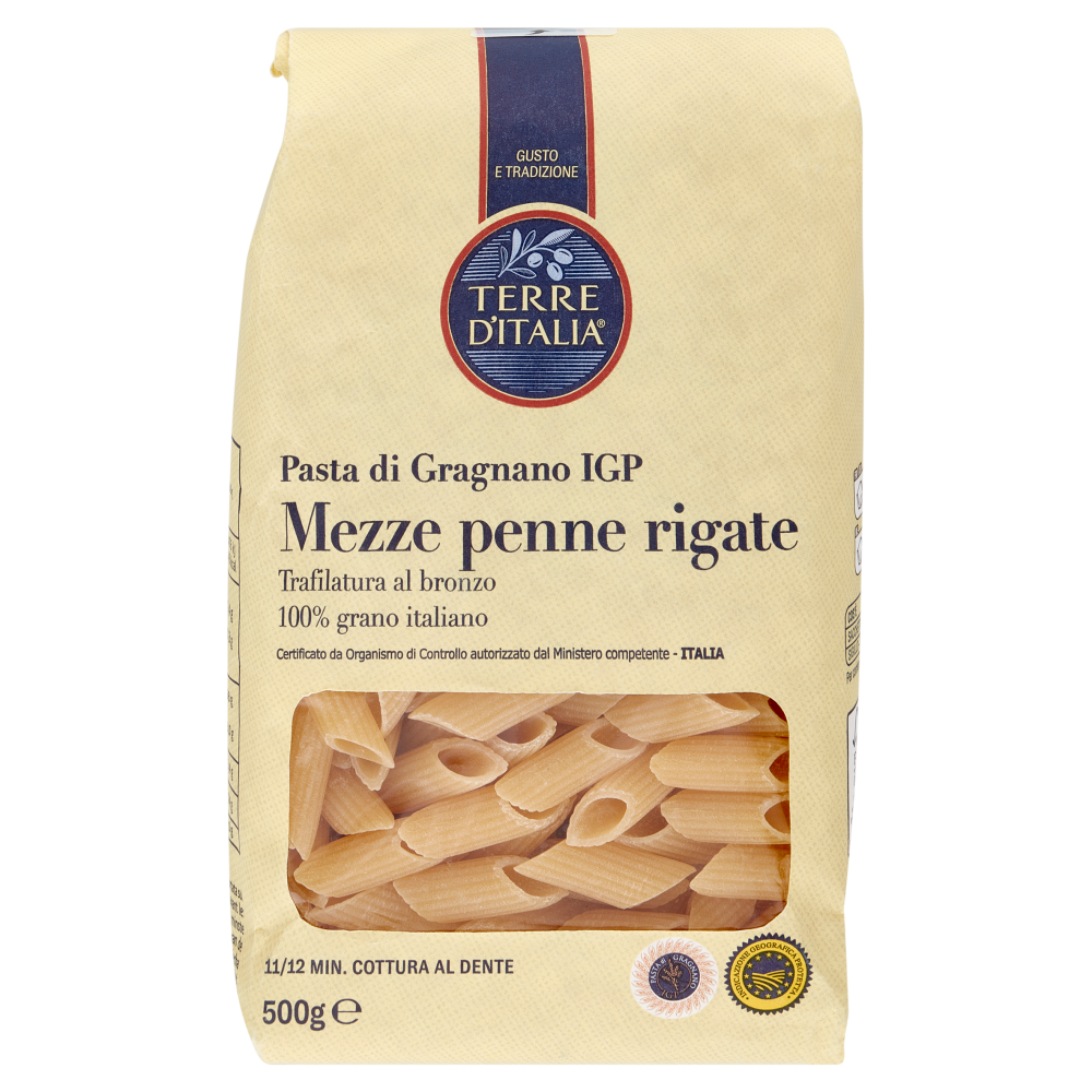 Terre d'Italia Pasta di Gragnano IGP Mezze penne rigate 500 g