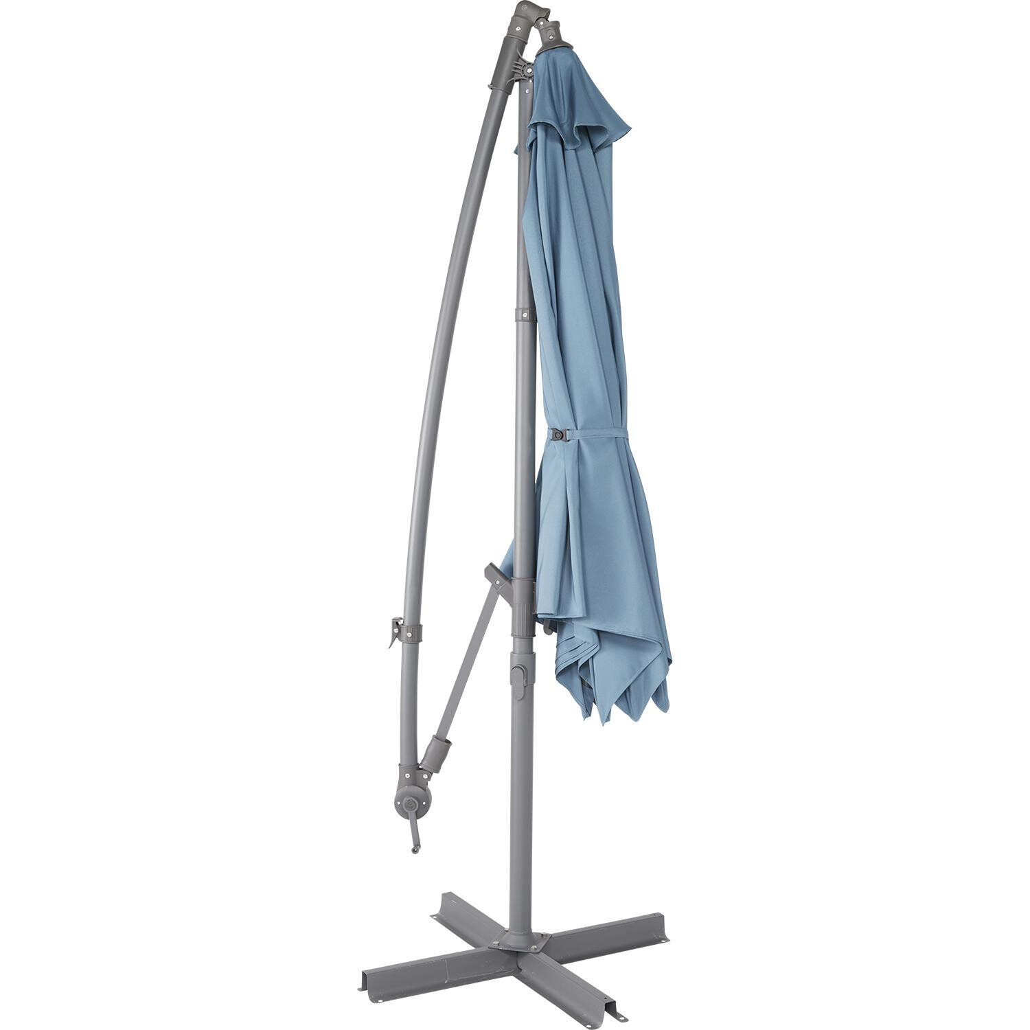 Hyba Ombrellone Offset a Manovella ⌀3m Blu Oceano con Copertura Protettiva