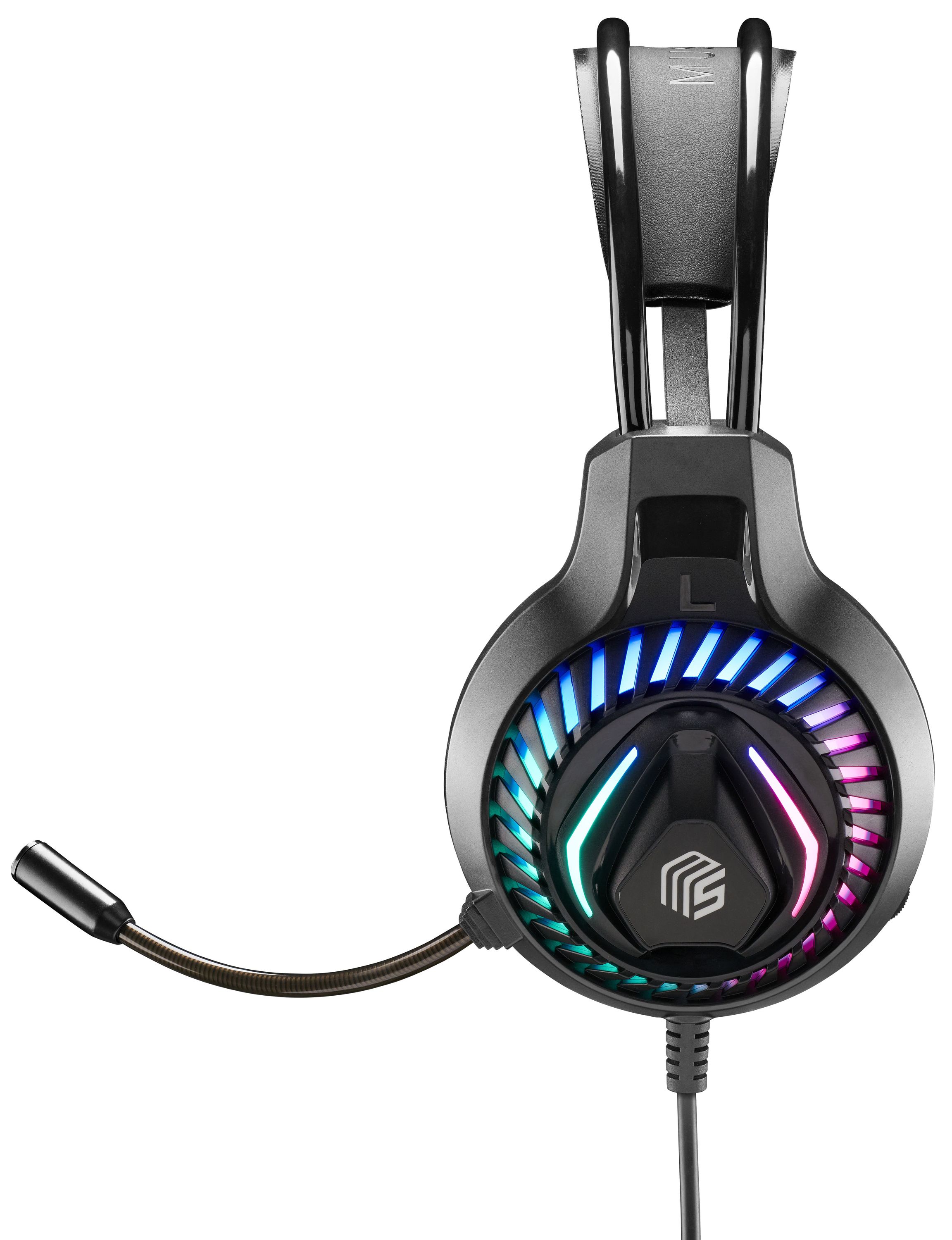 Music Sound Predator Cuffie da gaming con cavo JACK 3.5mm lungo 160cm. Dotate di luci RGB, microfono flessibile, archetto regolabile e padiglioni ultra-morbidi per un comfort perfetto durante le tue partite.