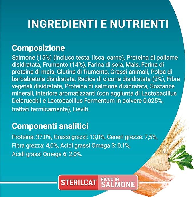 PURINA ONE Sterilcat Cibo secco per Gatti Adulti Sterilizzati con Salmone e Frumento, sacco da 800g