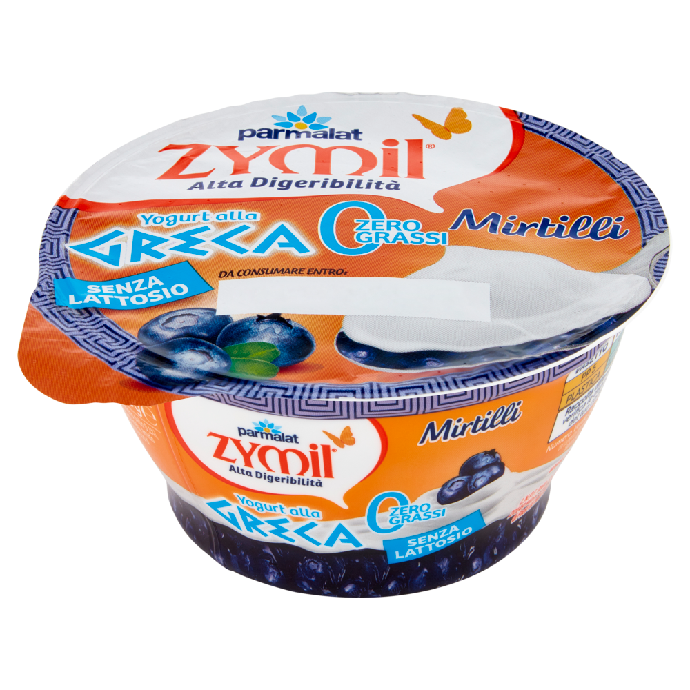 ZYMIL Alta Digeribilità Senza Lattosio Yogurt alla Greca Zero Grassi Mirtilli 150 g
