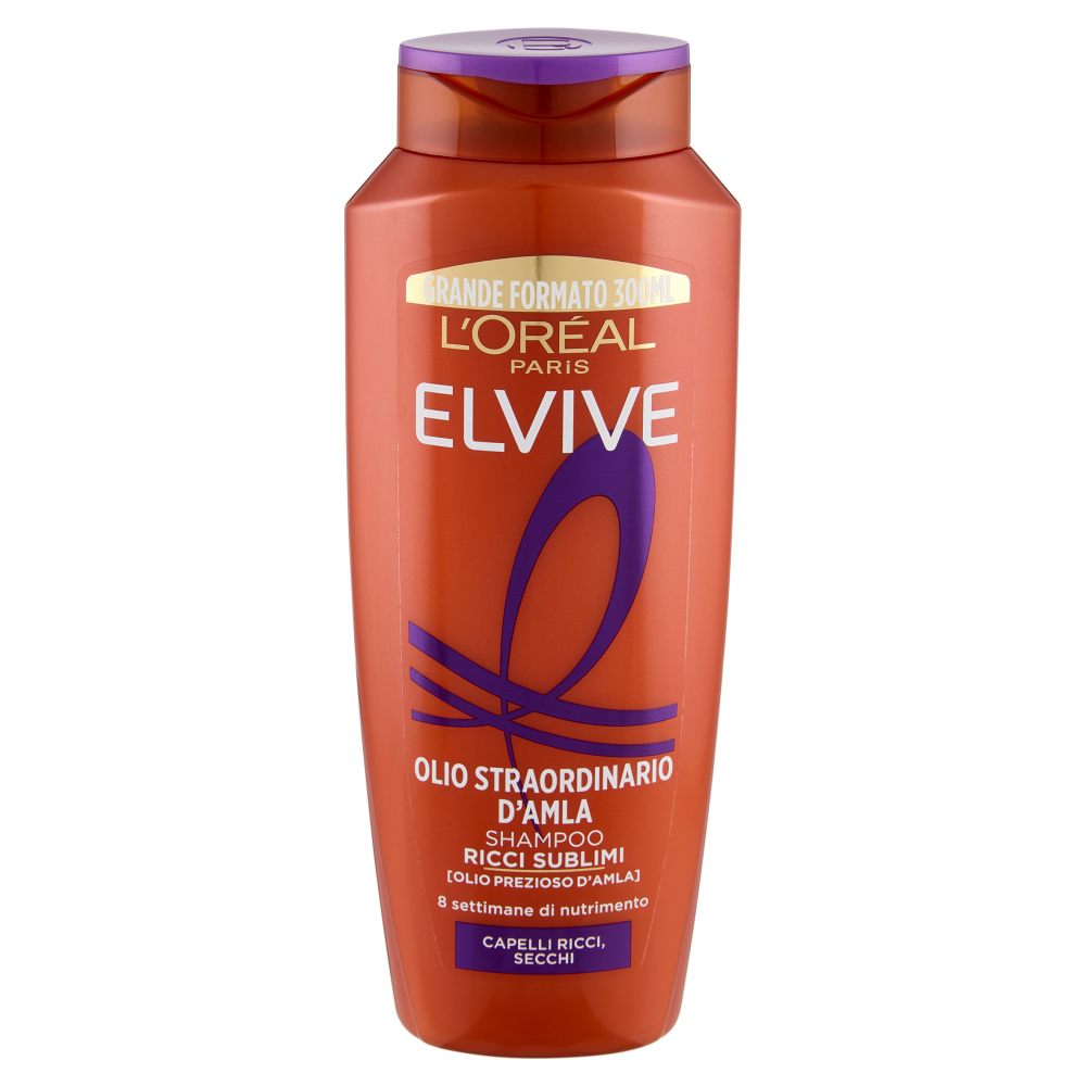 Elvive Olio Straordinario d'Amla Shampoo Ricci Sublimi, per Capelli Ricci, Secchi, 300 ml