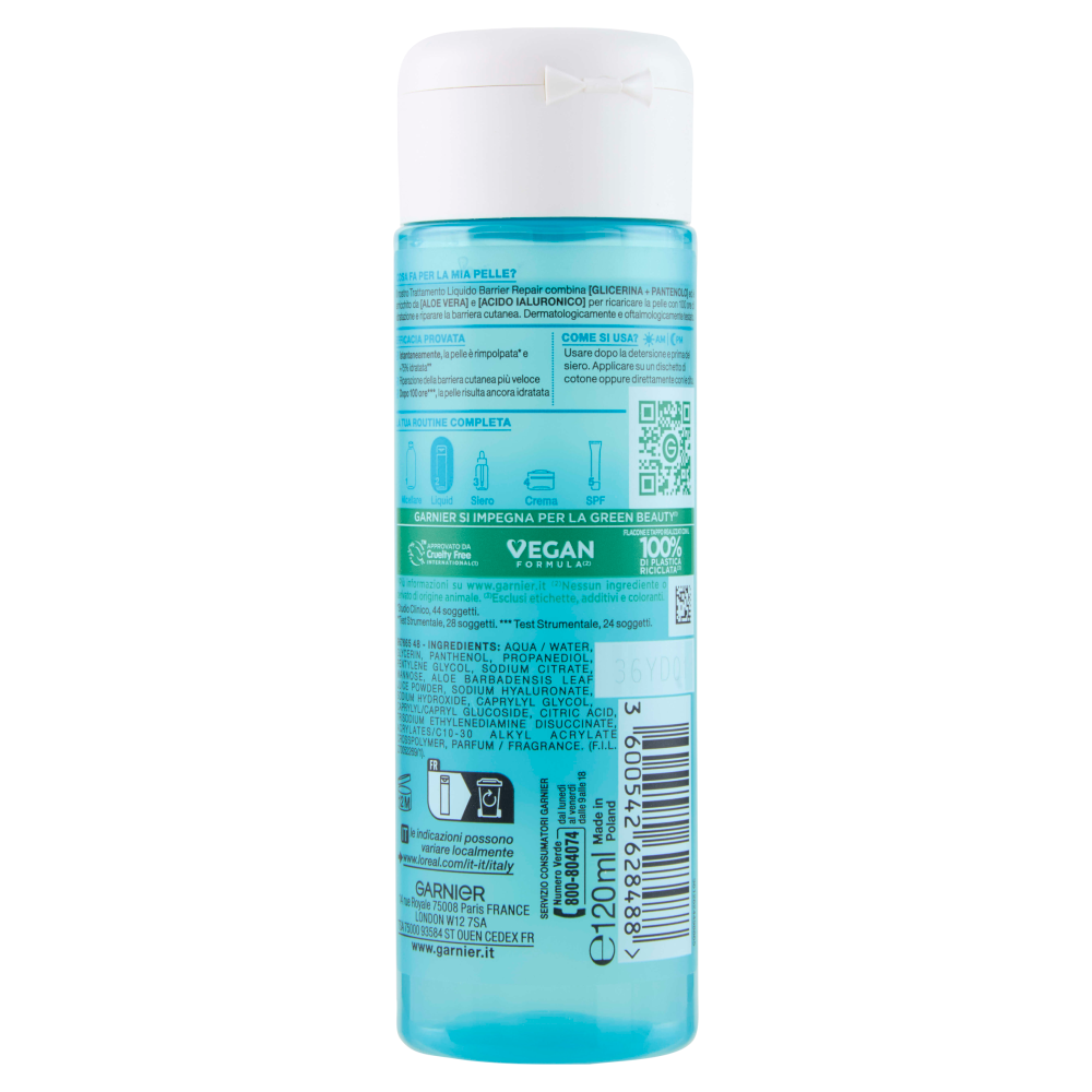 Garnier Hyaluron Trattamento Liquido Barrier Repair 12% Glicerina + Pantenolo, 120 ml