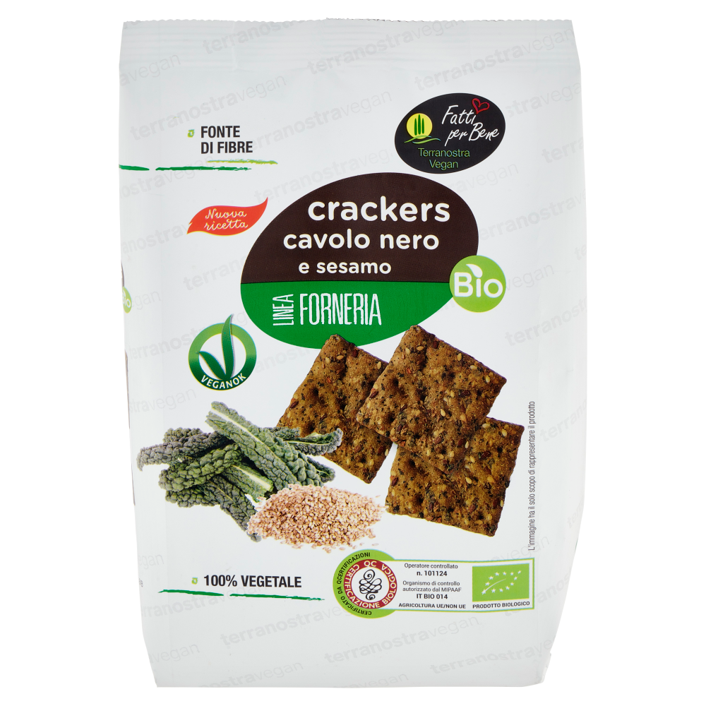 Terranostra Vegan Linea Forneria crackers cavolo nero e sesamo Bio 150 g